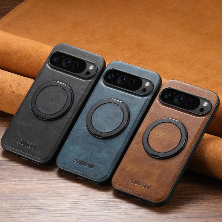 For Google Pixel 6 Suteni G3 Suteni G3 Oil Wax 360 Rotation Holder MagSafe Back Phone Case(Black) - Google Cases by Suteni | Online Shopping South Africa | PMC TechLife | Buy Now Pay Later Mobicred