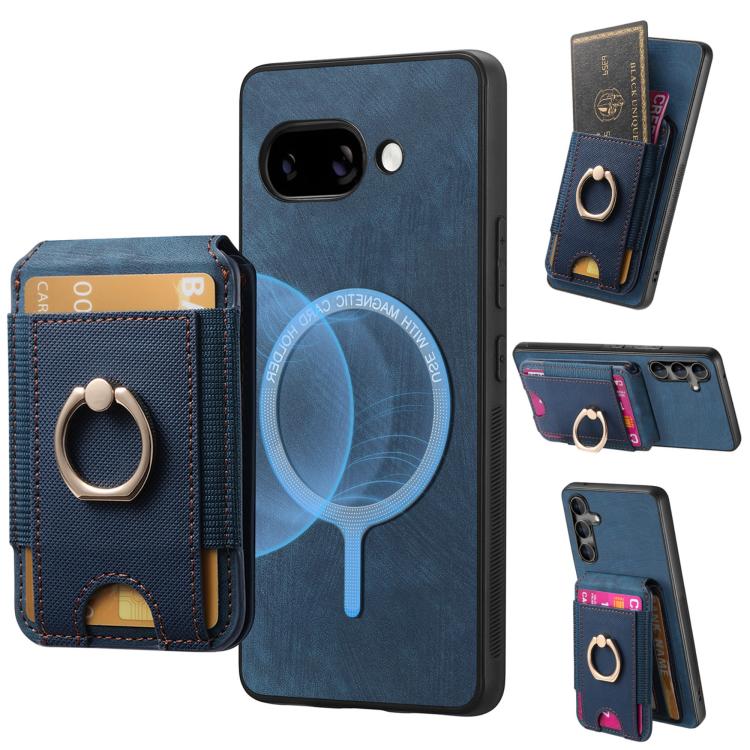 For Google Pixel 9a Retro Splitable Magnetic Stand Card Bag Leather Phone Case(Blue) - Google Cases by PMC TechLife | Online Shopping South Africa | PMC TechLife | Buy Now Pay Later Mobicred