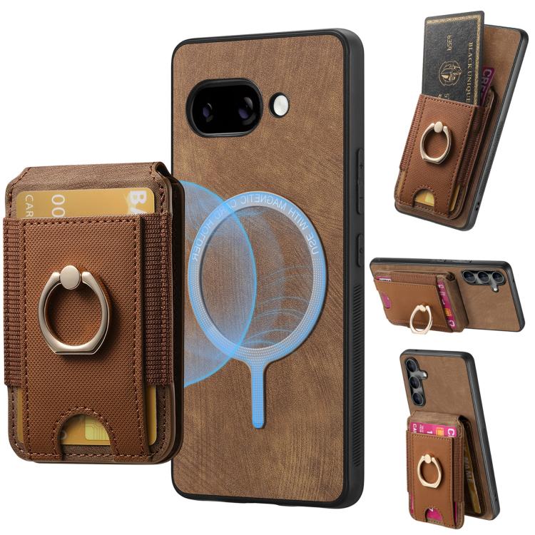 For Google Pixel 9a Retro Splitable Magnetic Stand Card Bag Leather Phone Case(Brown) - Google Cases by PMC TechLife | Online Shopping South Africa | PMC TechLife | Buy Now Pay Later Mobicred