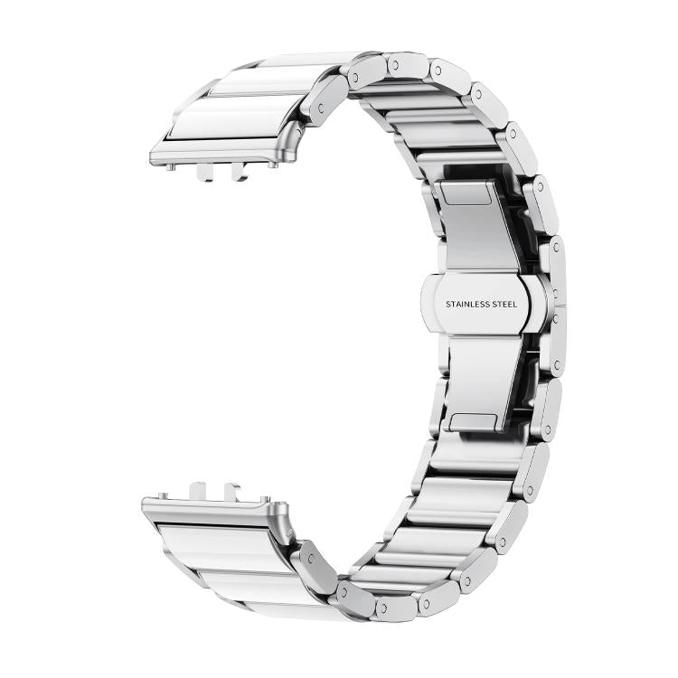 For Samsung Galaxy Fit 3 Butterfly Buckle Ceramic White Metal Watch Band(Silver) - free shipping - PMC TechLife - Order now!