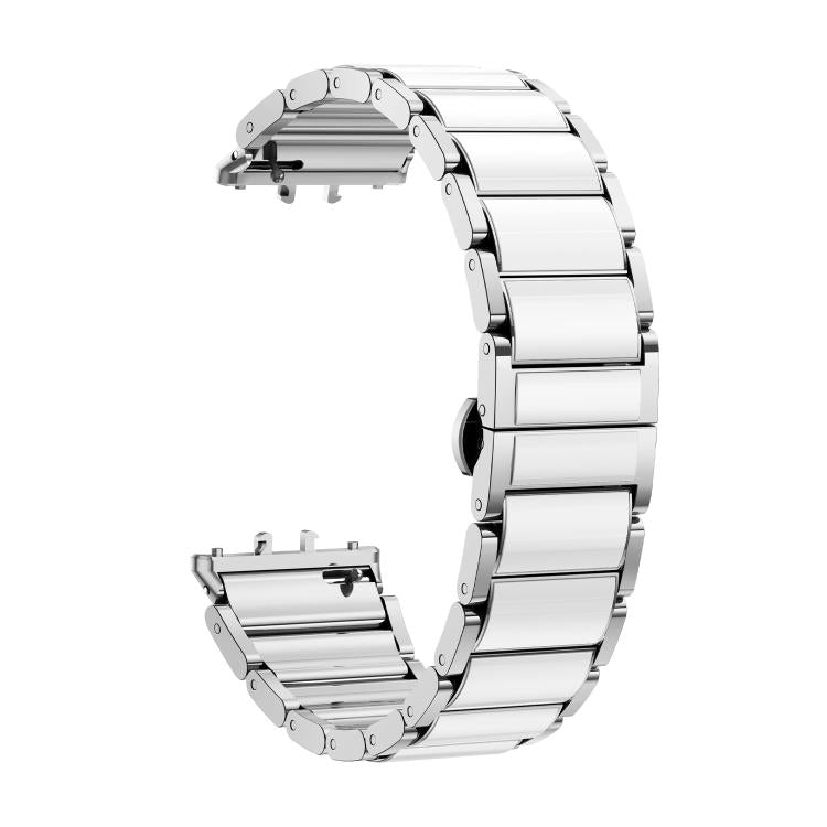 For Samsung Galaxy Fit 3 Butterfly Buckle Ceramic White Metal Watch Band(Silver) - free shipping - PMC TechLife - Order now!