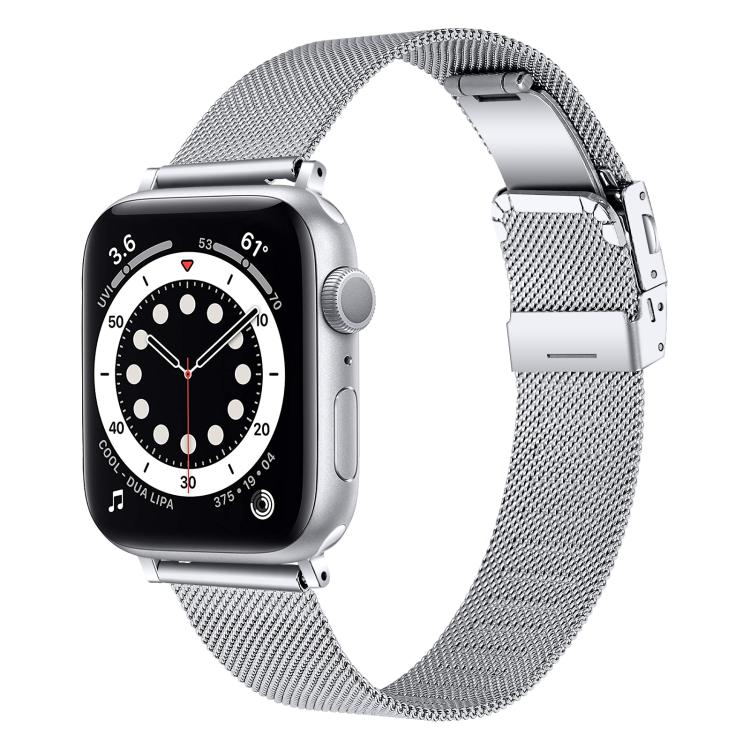 For Apple Watch 46mm / 49mm / 45mm / 44mm Hyphosis Buckle Milanese Metal Watch Band(Silver) - free shipping - PMC TechLife - Order now!