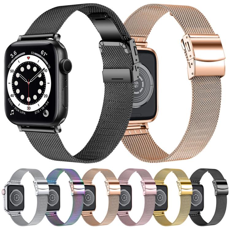 For Apple Watch 42mm / 41mm / 40mm / 38mm Hyphosis Buckle Milanese Metal Watch Band(Silver) - free shipping - PMC TechLife - Order now!