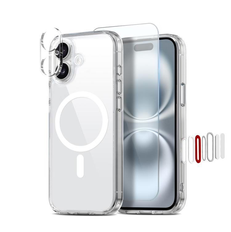 For iPhone 16 Plus NORTHJO 3 in 1 PC Magnetic Phone Case with Screen Film and Lens Film(Clear) - free shipping - PMC TechLife - Order now!
