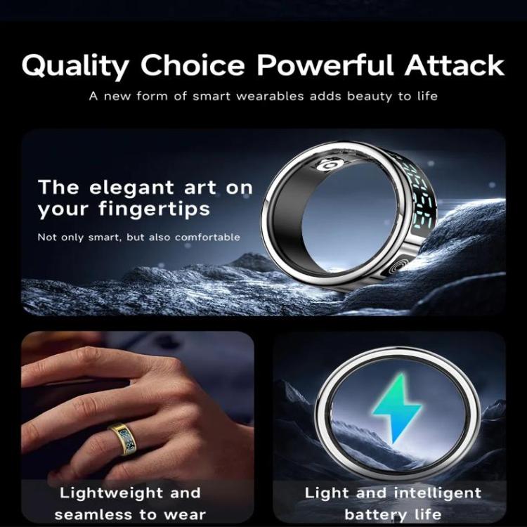 SR08 SIZE 8 Smart Ring, Support Hand Gestures Control / Health Monitoring / Multiple Sports Modes(Silver) - free shipping - PMc TechLife - Order now!