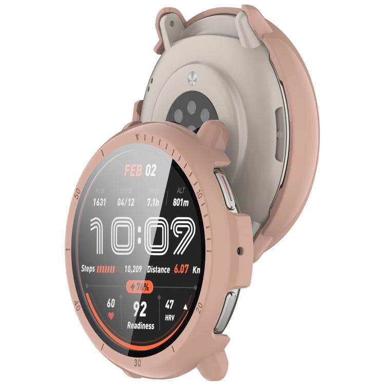 For Amazfit Active 2 A2437 Tempered Film Integrated PC Watch Protective Case(Cherry Pink) - Watch Cases by PMC TechLife | Online Shopping South Africa | PMC TechLife | Buy Now Pay Later Mobicred