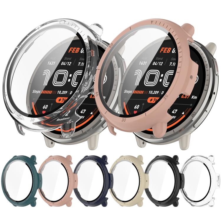 For Amazfit Active 2 A2437 Tempered Film Integrated PC Watch Protective Case(Transparent Color) - Watch Cases by PMC TechLife | Online Shopping South Africa | PMC TechLife | Buy Now Pay Later Mobicred