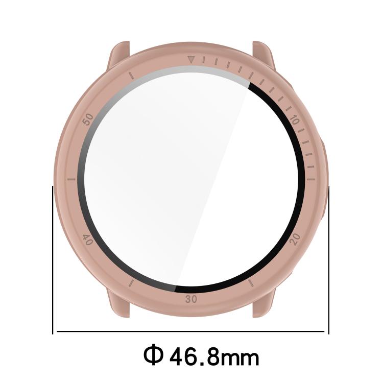 For Amazfit Active 2 A2437 Tempered Film Integrated PC Watch Protective Case(Ivory White) - Watch Cases by PMC TechLife | Online Shopping South Africa | PMC TechLife | Buy Now Pay Later Mobicred