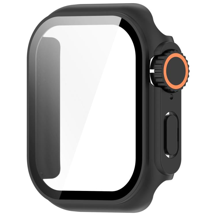 For Apple Watch Series 10 42mm Change to Ultra 49mm Tempered Film Integrated PC Button Watch Case(Black) - Watch Cases by PMC TechLife | Online Shopping South Africa | PMC TechLife | Buy Now Pay Later Mobicred
