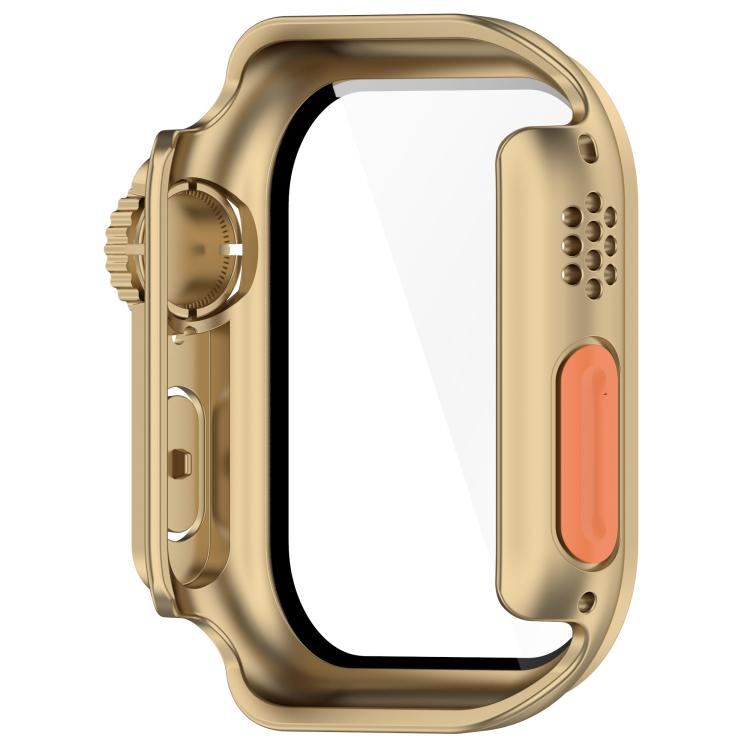 For Apple Watch Series 10 42mm Change to Ultra 49mm Tempered Film Integrated PC Button Watch Case(Champagne Gold) - Watch Cases by PMC TechLife | Online Shopping South Africa | PMC TechLife | Buy Now Pay Later Mobicred