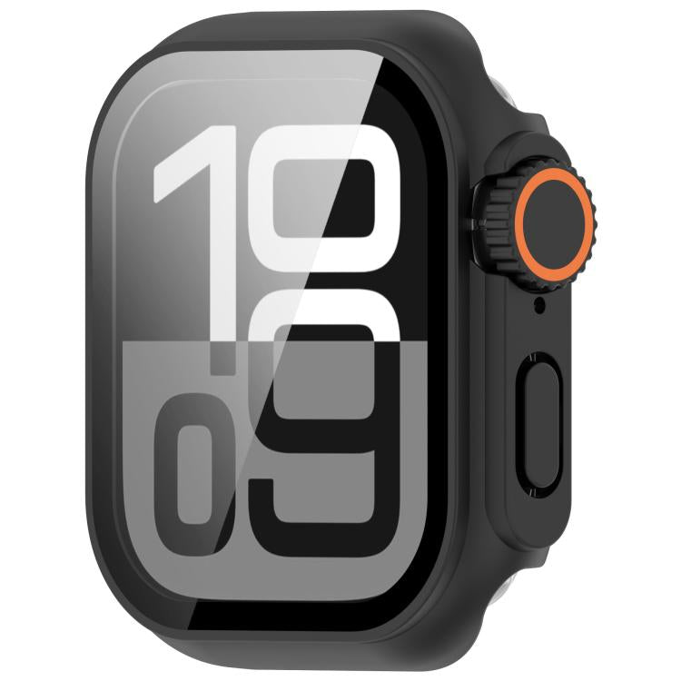 For Apple Watch Series 10 46mm Change to Ultra 49mm Tempered Film Integrated PC Button Watch Case(Black) - free shipping - PMC TechLife - Order now!