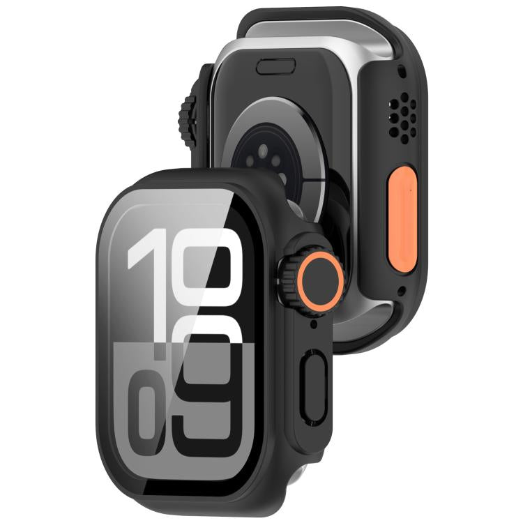 For Apple Watch Series 10 46mm Change to Ultra 49mm Tempered Film Integrated PC Button Watch Case(Black) - free shipping - PMC TechLife - Order now!