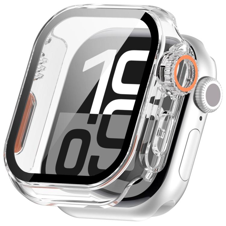 For Apple Watch Series 10 46mm Change to Ultra 49mm Tempered Film Integrated PC Button Watch Case(Transparent Color) - free shipping - PMC TechLife - Order now!
