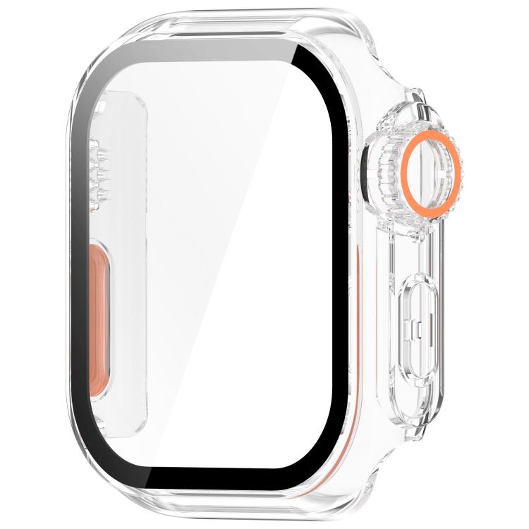 For Apple Watch Series 10 46mm Change to Ultra 49mm Tempered Film Integrated PC Button Watch Case(Transparent Color) - free shipping - PMC TechLife - Order now!