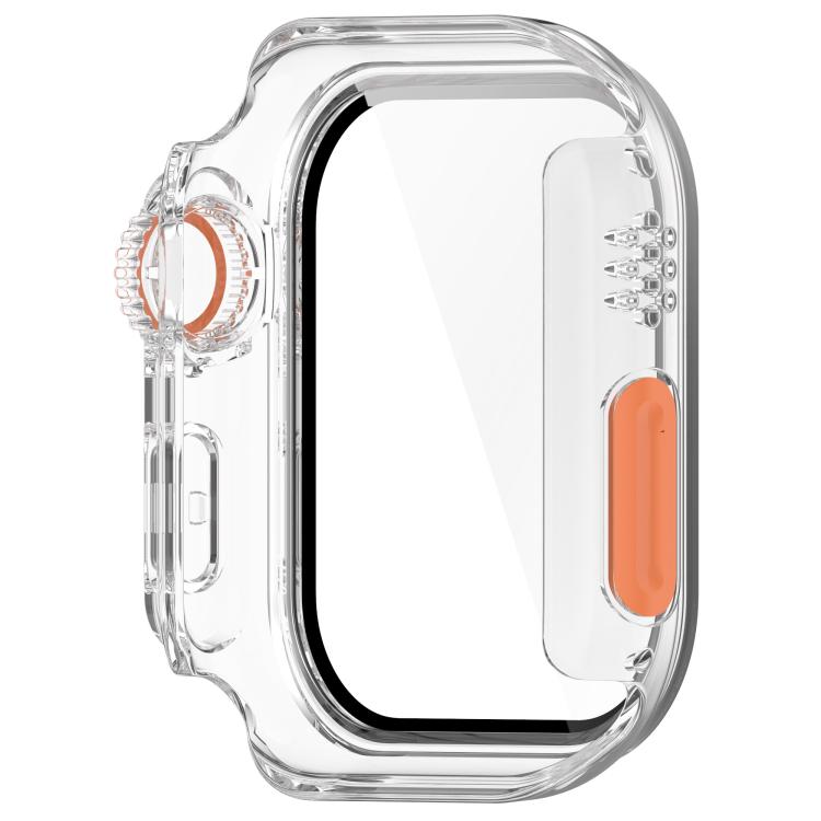 For Apple Watch Series 10 46mm Change to Ultra 49mm Tempered Film Integrated PC Button Watch Case(Transparent Color) - free shipping - PMC TechLife - Order now!