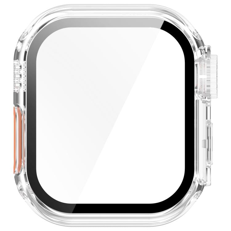 For Apple Watch Series 10 46mm Change to Ultra 49mm Tempered Film Integrated PC Button Watch Case(Transparent Color) - free shipping - PMC TechLife - Order now!