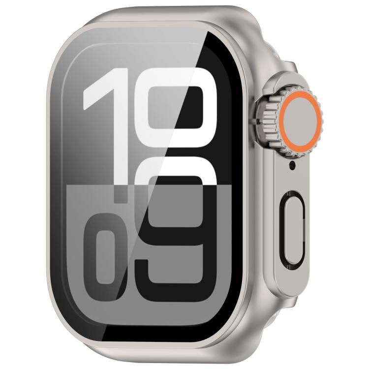 For Apple Watch Series 10 46mm Change to Ultra 49mm Tempered Film Integrated PC Button Watch Case(Starlight) - Watch Cases by PMC TechLife | Online Shopping South Africa | PMC TechLife | Buy Now Pay Later Mobicred