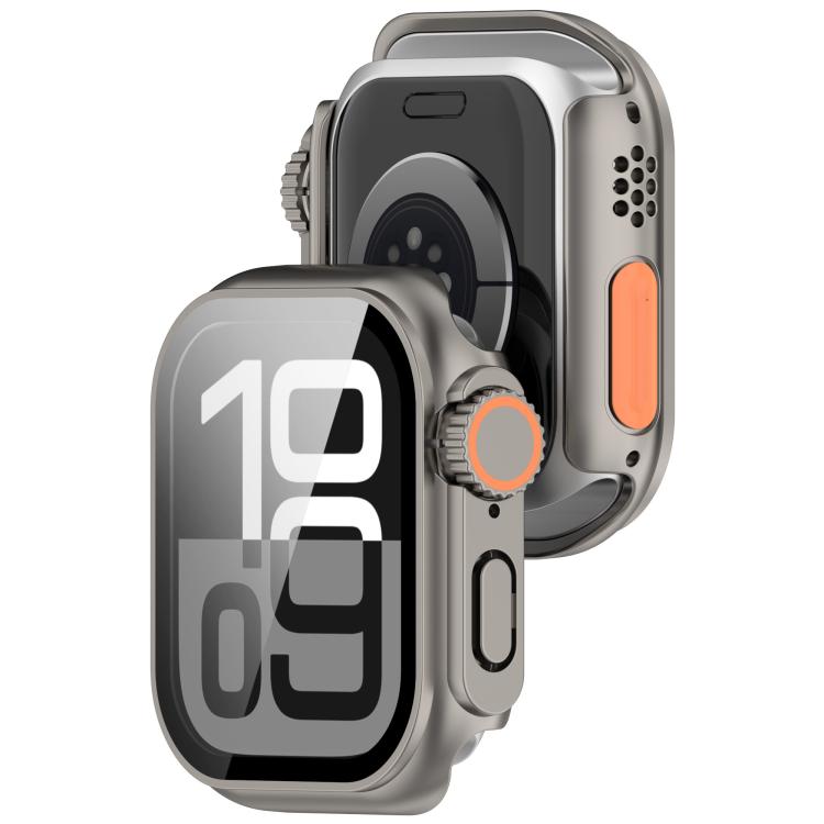 For Apple Watch Series 9/8/7 45mm Change to Ultra 49mm Tempered Film Integrated PC Button Watch Case(Titanium Steel Color) - Watch Cases by PMC TechLife | Online Shopping South Africa | PMC TechLife | Buy Now Pay Later Mobicred