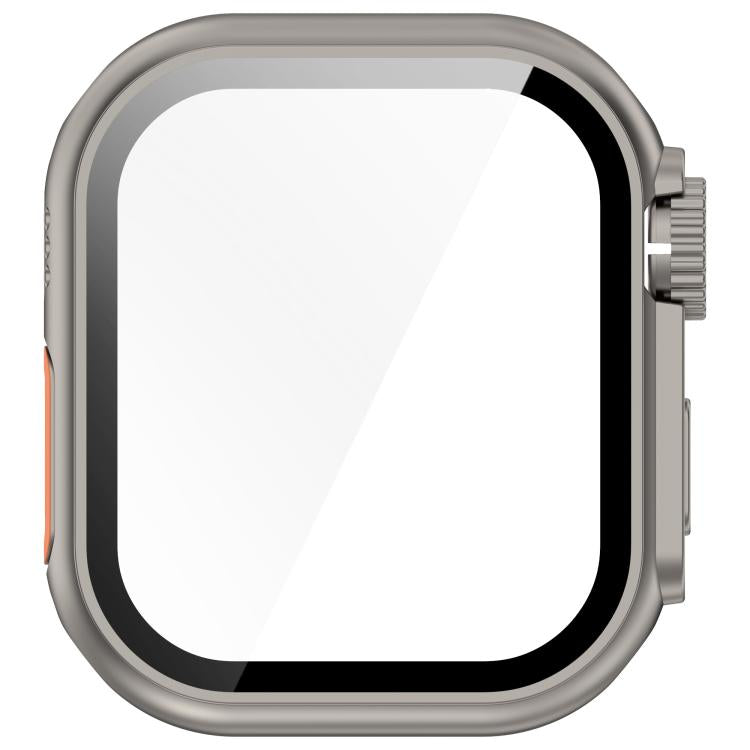 For Apple Watch Series 9/8/7 45mm Change to Ultra 49mm Tempered Film Integrated PC Button Watch Case(Titanium Steel Color) - Watch Cases by PMC TechLife | Online Shopping South Africa | PMC TechLife | Buy Now Pay Later Mobicred