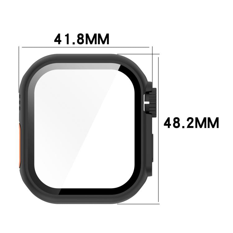 For Apple Watch Series 9/8/7 45mm Change to Ultra 49mm Tempered Film Integrated PC Button Watch Case(Titanium Steel Color) - Watch Cases by PMC TechLife | Online Shopping South Africa | PMC TechLife | Buy Now Pay Later Mobicred