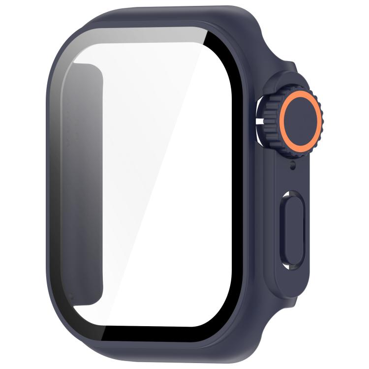 For Apple Watch Series 9/8/7 45mm Change to Ultra 49mm Tempered Film Integrated PC Button Watch Case(Midnight Blue) - Watch Cases by PMC TechLife | Online Shopping South Africa | PMC TechLife | Buy Now Pay Later Mobicred