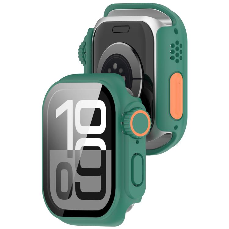 For Apple Watch Series 6/5/4/SE/SE2 44mm Change to Ultra 49mm Tempered Film Integrated PC Button Watch Case(Green) - Watch Cases by PMC TechLife | Online Shopping South Africa | PMC TechLife | Buy Now Pay Later Mobicred