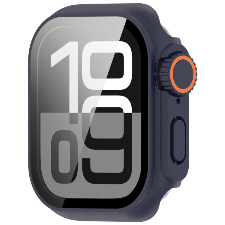 For Apple Watch Series 6/5/4/SE/SE2 44mm Change to Ultra 49mm Tempered Film Integrated PC Button Watch Case(Midnight Blue) - free shipping - PMC TechLife - Order now!