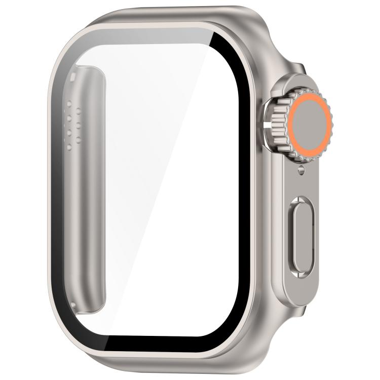For Apple Watch Series 6/5/4/SE/SE2 44mm Change to Ultra 49mm Tempered Film Integrated PC Button Watch Case(Starlight) - Watch Cases by PMC TechLife | Online Shopping South Africa | PMC TechLife | Buy Now Pay Later Mobicred