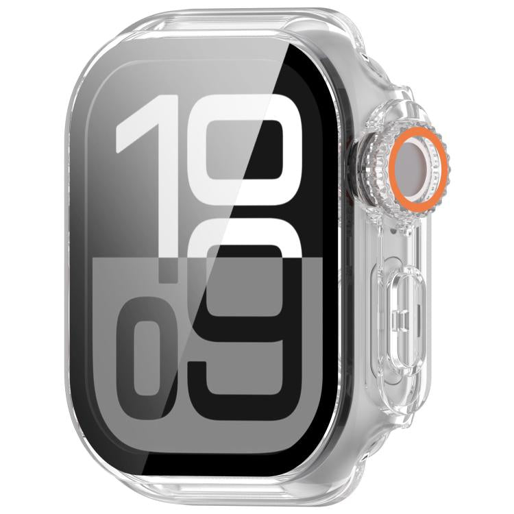For Apple Watch Series 9/8/7 41mm Change to Ultra 49mm Tempered Film Integrated PC Button Watch Case(Transparent Color) - Watch Cases by PMC TechLife | Online Shopping South Africa | PMC TechLife | Buy Now Pay Later Mobicred