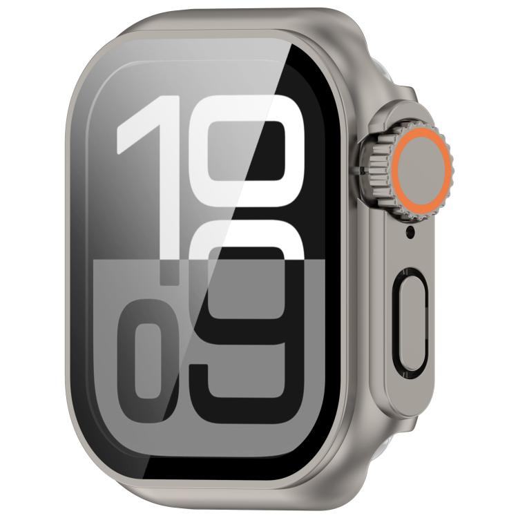For Apple Watch Series 6/5/4/SE/SE2 40mm Change to Ultra 49mm Tempered Film Integrated PC Button Watch Case(Titanium Steel Color) - Watch Cases by PMC TechLife | Online Shopping South Africa | PMC TechLife | Buy Now Pay Later Mobicred