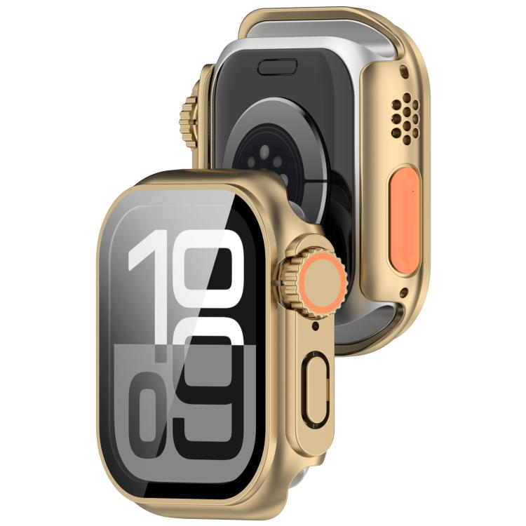 For Apple Watch Series 6/5/4/SE/SE2 40mm Change to Ultra 49mm Tempered Film Integrated PC Button Watch Case(Champagne Gold) - free shipping - PMC TechLife - Order now!