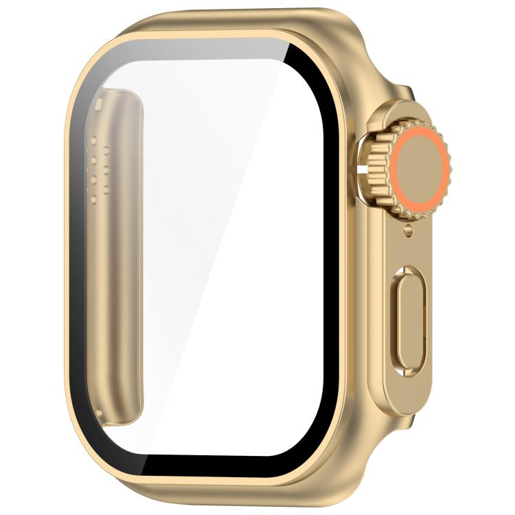 For Apple Watch Series 6/5/4/SE/SE2 40mm Change to Ultra 49mm Tempered Film Integrated PC Button Watch Case(Champagne Gold) - free shipping - PMC TechLife - Order now!