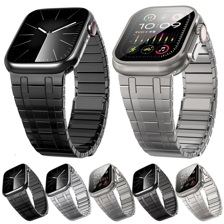 For Apple Watch 46mm / 49mm / 45mm / 44mm One Bead Magnetic Milan Stainless Steel Watch Band(Titanium Color) - Watch Bands by PMC TechLife | Online Shopping South Africa | PMC TechLife | Buy Now Pay Later Mobicred