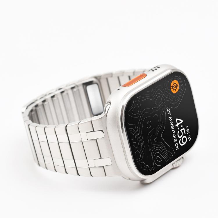 For Apple Watch 46mm / 49mm / 45mm / 44mm One Bead Magnetic Milan Stainless Steel Watch Band(Titanium Color) - Watch Bands by PMC TechLife | Online Shopping South Africa | PMC TechLife | Buy Now Pay Later Mobicred