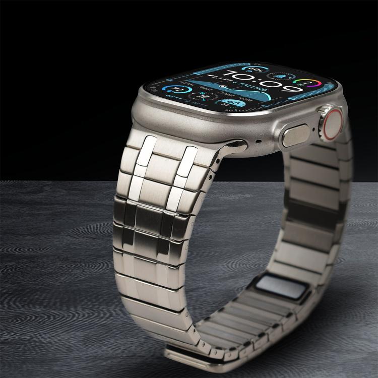 For Apple Watch 46mm / 49mm / 45mm / 44mm One Bead Magnetic Milan Stainless Steel Watch Band(Titanium Gray) - Watch Bands by PMC TechLife | Online Shopping South Africa | PMC TechLife | Buy Now Pay Later Mobicred