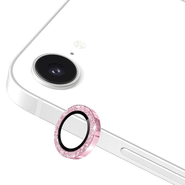 For iPhone 16e ENKAY Hat-Prince Glitter Rear Camera Lens Aluminium Alloy Ring Tempered Glass Film(Pink) - free shipping - PMc TechLife - Order now!