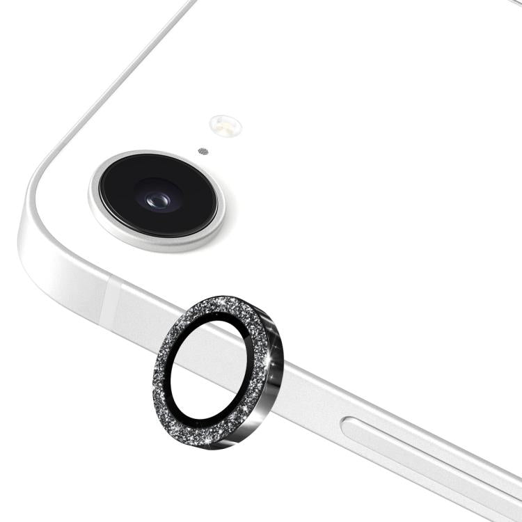 For iPhone 16e ENKAY Hat-Prince Glitter Rear Camera Lens Aluminium Alloy Ring Tempered Glass Film(Black) - free shipping - PMc TechLife - Order now!