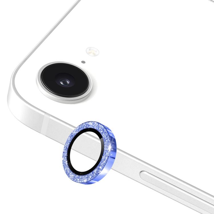 For iPhone 16e ENKAY Hat-Prince Glitter Rear Camera Lens Aluminium Alloy Ring Tempered Glass Film(Blue) - free shipping - PMc TechLife - Order now!