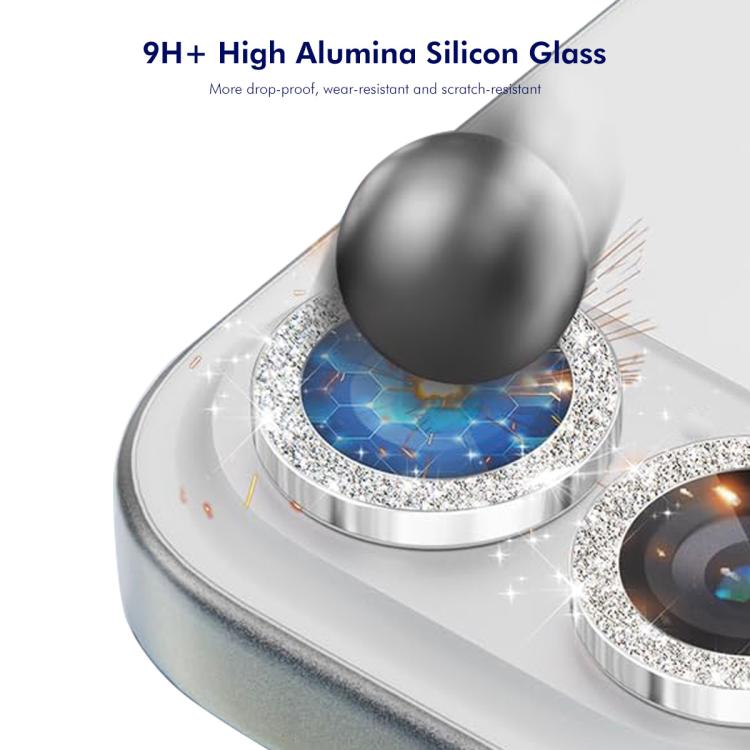 For iPhone 16e ENKAY Hat-Prince Glitter Rear Camera Lens Aluminium Alloy Ring Tempered Glass Film(Blue) - free shipping - PMc TechLife - Order now!