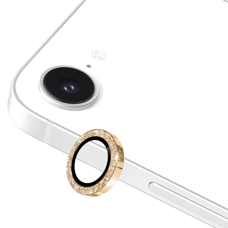 For iPhone 16e ENKAY Hat-Prince Glitter Rear Camera Lens Aluminium Alloy Ring Tempered Glass Film(Golden) - free shipping - PMc TechLife - Order now!