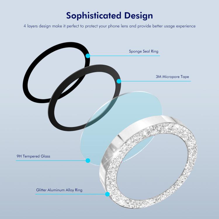 For iPhone 16e ENKAY Hat-Prince Glitter Rear Camera Lens Aluminium Alloy Ring Tempered Glass Film(Sierra Blue) - free shipping - PMc TechLife - Order now!