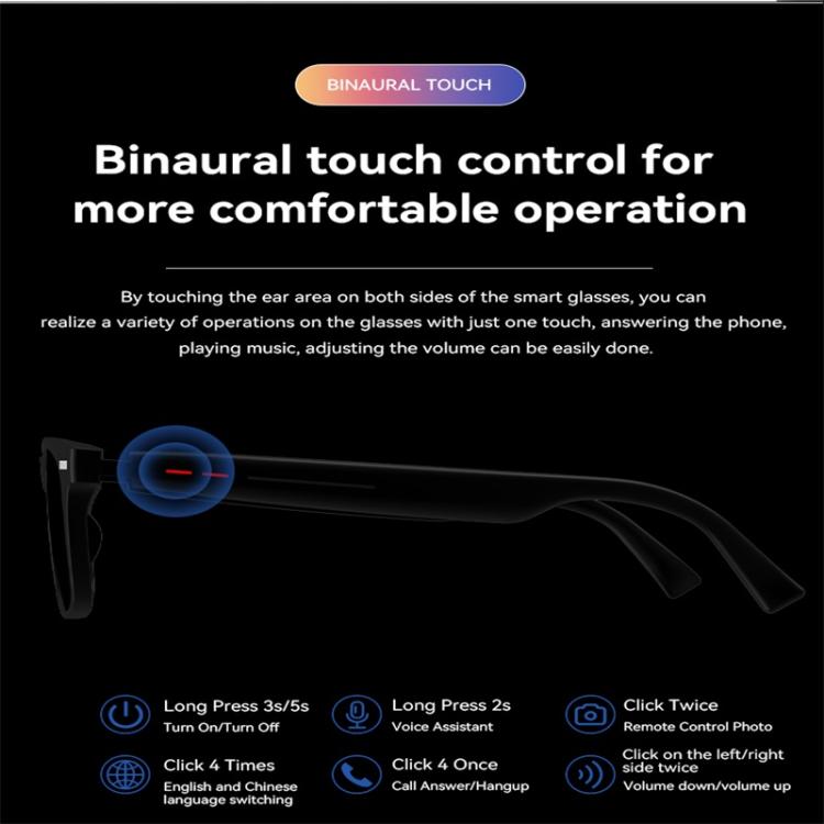 D13 Smart Glasses, Support Bluetooth Call / Bluetooth Music / Remote Control Photo(White) - free shipping - PMC TechLife - Order now!