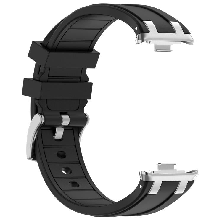 For Redmi Watch 5 / Xiaomi Smart Band 9 Pro Silver Metal Connector Silicone Watch Band(Black) - free shipping - PMC TechLife - Order now!