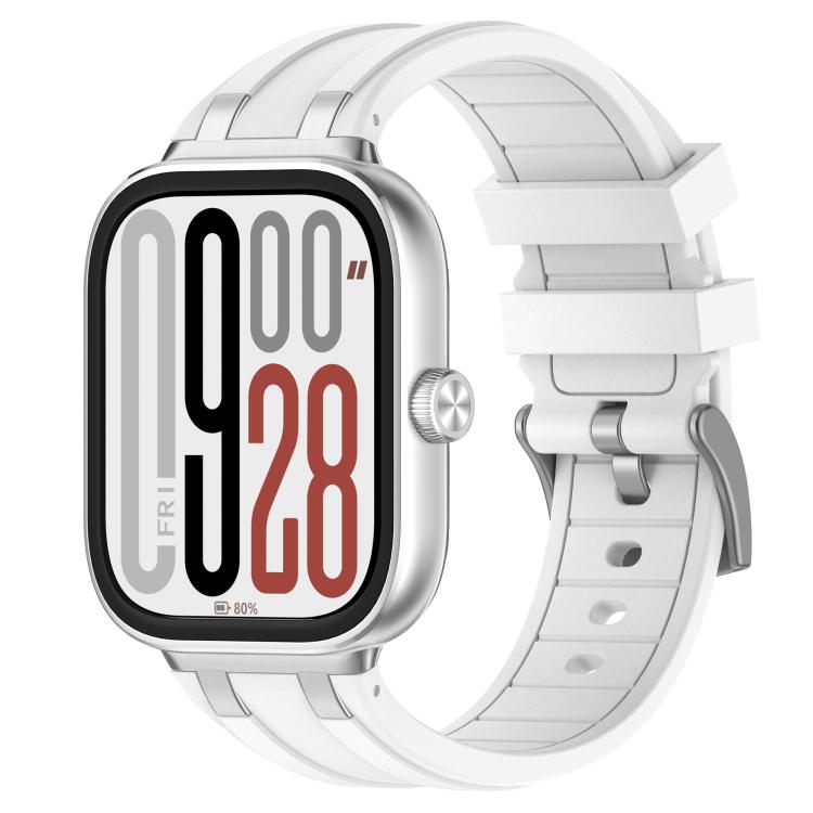 For Redmi Watch 5 / Xiaomi Smart Band 9 Pro Silver Metal Connector Silicone Watch Band(White) - free shipping - PMC TechLife - Order now!