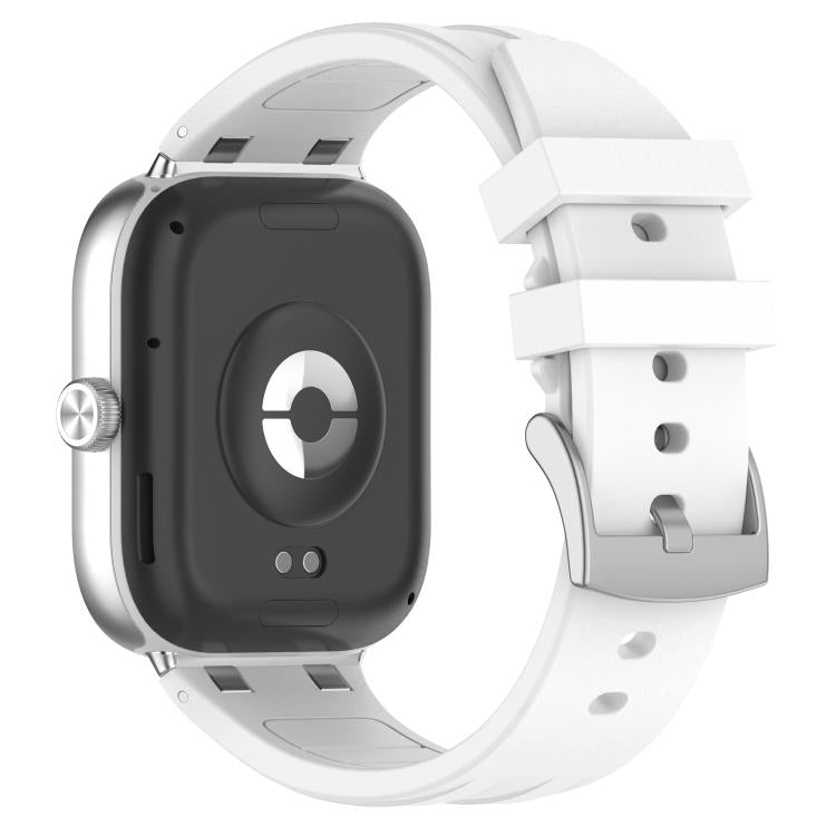 For Redmi Watch 5 / Xiaomi Smart Band 9 Pro Silver Metal Connector Silicone Watch Band(White) - free shipping - PMC TechLife - Order now!