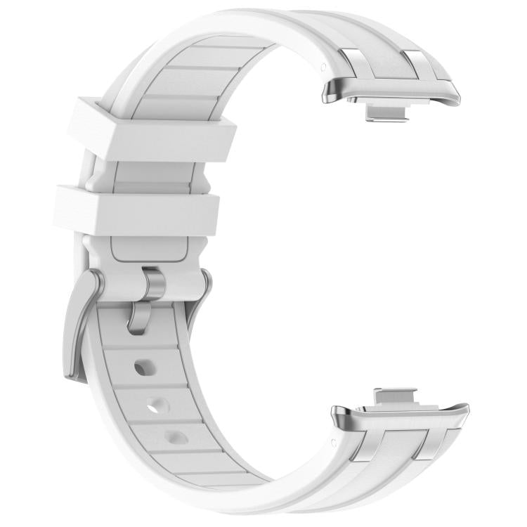 For Redmi Watch 5 / Xiaomi Smart Band 9 Pro Silver Metal Connector Silicone Watch Band(White) - free shipping - PMC TechLife - Order now!