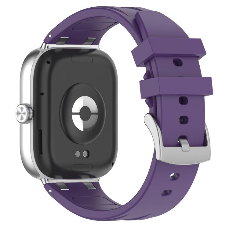 For Redmi Watch 5 / Xiaomi Smart Band 9 Pro Silver Metal Connector Silicone Watch Band(Purple) - free shipping - PMC TechLife - Order now!