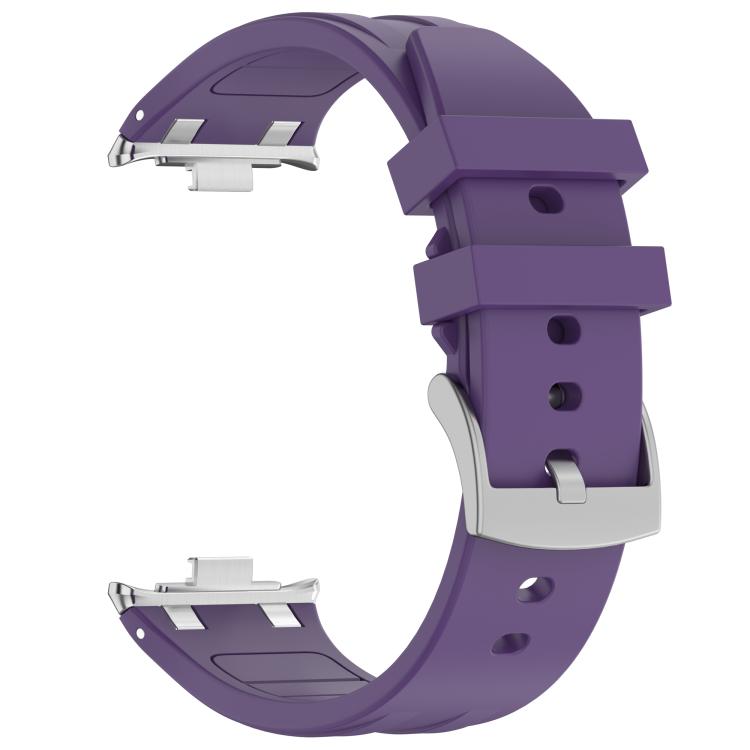 For Redmi Watch 5 / Xiaomi Smart Band 9 Pro Silver Metal Connector Silicone Watch Band(Purple) - free shipping - PMC TechLife - Order now!