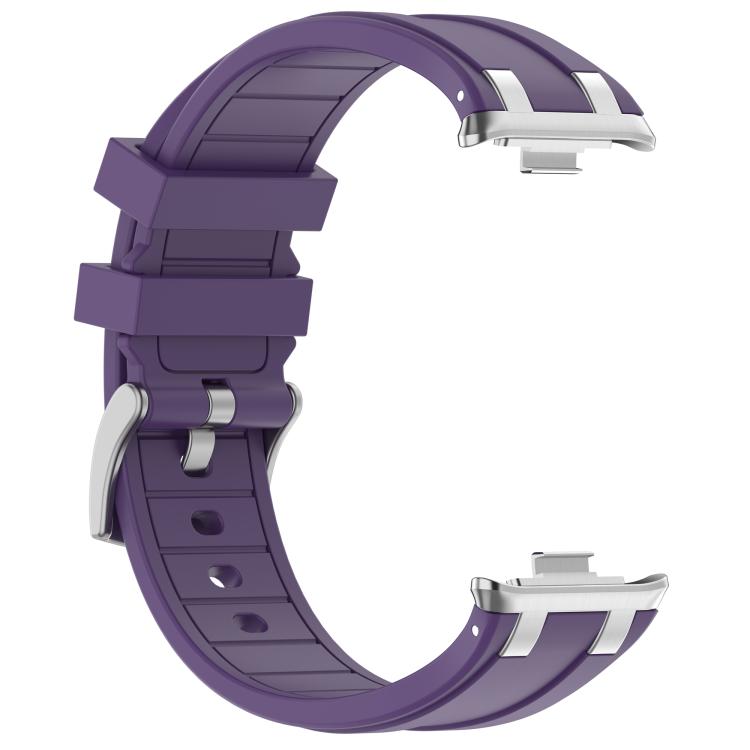 For Redmi Watch 5 / Xiaomi Smart Band 9 Pro Silver Metal Connector Silicone Watch Band(Purple) - free shipping - PMC TechLife - Order now!