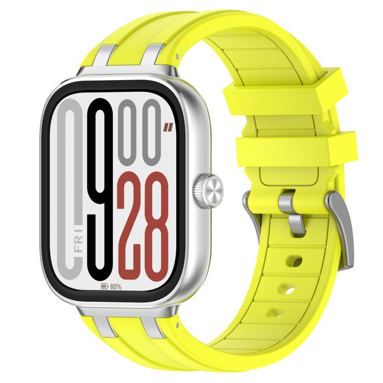 For Redmi Watch 5 / Xiaomi Smart Band 9 Pro Silver Metal Connector Silicone Watch Band(Yellow) - free shipping - PMC TechLife - Order now!